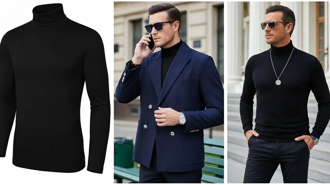 Slim Fit Black Turtleneck
