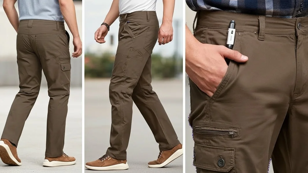 Utility Stretch Khaki Cargo Pants