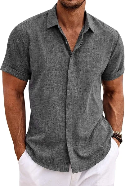 Men’s Linen Short Sleeve Button-Down Shirt