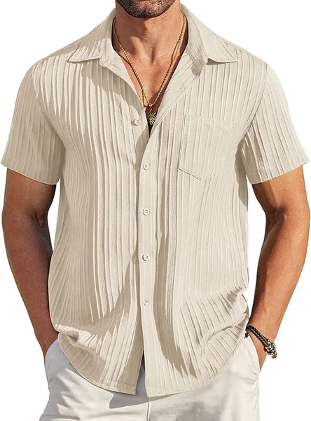 Textured Summer Button-Down Shirt