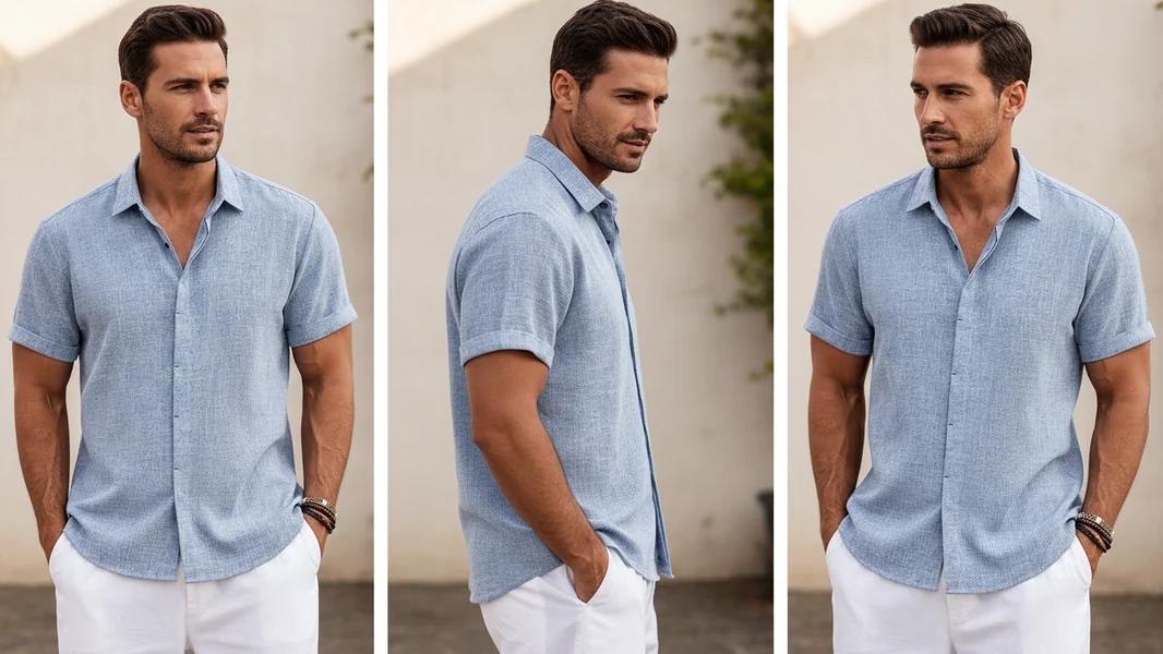 Blue Linen Casual Shirt