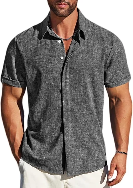 Short-Sleeve Linen Button-Down Shirt