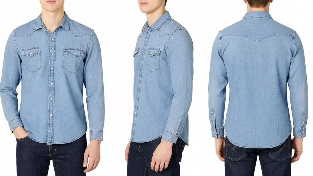 Slim-Fit Snap Denim Shirt