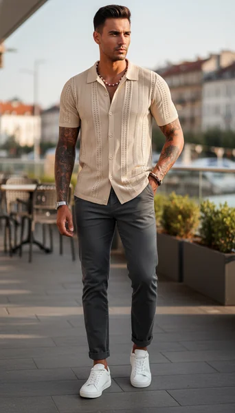 COOFANDY Knit Short Sleeve Polo Shirt – Smart Casual Summer Outfit Essential for Men