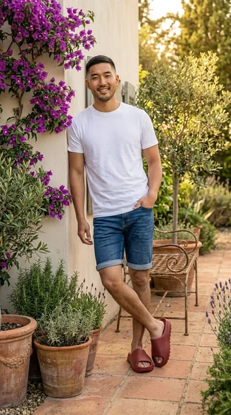 Comfort-First Styling: Cloud Slides in Casual Men’s Outfit Ideas