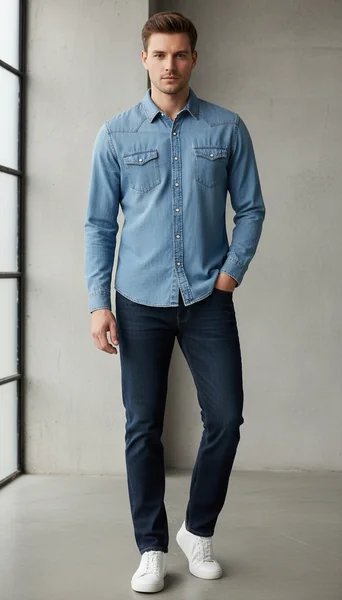 Everyday Essential: Styling the Amazon Essentials Long-Sleeve Denim Shirt for Men