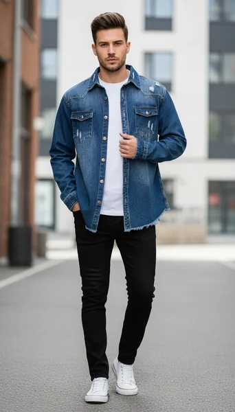 Bold Streetwear Edge: Styling the Victorious Distressed Denim Jacket for Men
