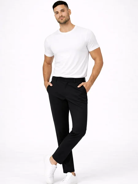 White Dress Shirt Black Formal Pants Outfit Men