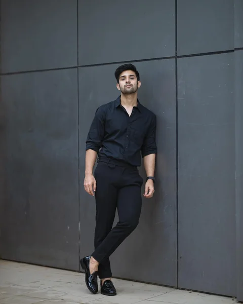 Black Shirt Black Formal Pants Men Smart Casual